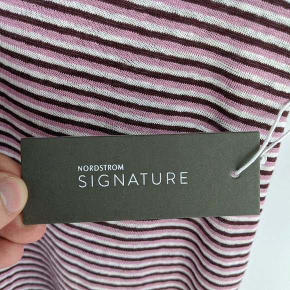 NWT Nordstrom Signature Striped Linen T-shirt Sz M - Picture 5 of 7
